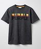 PURPLE UNITED KIDS Cotton Jersey Knit Half Sleeves Purple Text Printed Tee - Grey Melange