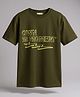 PURPLE UNITED KIDS Cotton Jersey Knit Half Sleeves Own The Moment Text Printed Tee - Olive Green