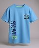 PURPLE UNITED KIDS Cotton Jersey Knit Half Sleeves Skate Text Printed Tee - Light Blue
