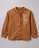 PURPLE UNITED KIDS Poplin Woven Full Sleeves Butterfly Embroidered Top - Brown