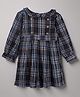 PURPLE UNITED KIDS Cotton Blend Woven Full Sleeves Plaid Checked Peter Pan Collared Dress - Blue