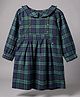 PURPLE UNITED KIDS Cotton Blend Woven Full Sleeves Plaid Checked Peter Pan Collared Dress - Green