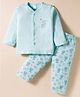 Tango Interlock Knit Full Sleeves Night Suit With Animal Print - Aqua