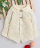 Little Angels Woollen Knit Full Sleeves Self Designed Collared  Cardigan - Cream