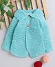 Little Angels Woollen Knit Full Sleeves Self Designed Collared  Cardigan - Green