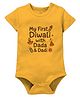 Zeezeezoo  100% Cotton Knit Diwali Theme Half Sleeves My First Diwali With Dada & Dadi Text Printed Onesie - Yellow