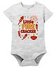 Zeezeezoo 100% Cotton Knit Diwali Theme Half Sleeves Little Fire Cracker Text Printed Onesie - White Melange