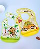 Yellow Bee PVC Bib Combo of Playful Monkey & cute Taxi Print with detachable tray - Green & Yellow