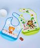Yellow Bee PVC Bib Combo of Monkey Jungle & Bear Print with detachable tray - Green & Blue