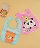 Yellow Bee PVC Baby Bib Combo of Adorable Panda with Bird & Gentle Bear Print - Pink & Blue