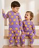 Doodle Poodle 100% Cotton Knit Full Sleeves Co-Ord  T-Shirt & Joggers Set With Teddy Print - Voilet