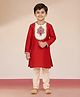Vastramay Viscose Woven Full Sleeves Floral Paisley Embroidered & Gota Lace Embellished Kurta Pyjama Set - Red