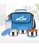 Milton New Steel Combo Lunch Box With Insulated Fabric Jacket, 3 Stainless Steel Containers 280 ml Each & 1 Plastic Tumbler With Lid 400 Ml, Leak-proof Tiffin for Office, College, Picnic, Light Blue
