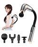 OPINA U Shape Massage Gun with Extension Handle  Deep Tissue Muscle Percussion Massager for Back, Neck & Shoulders, 4 Heads, Rechargeable- Random color