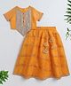 The Magic Wand Woven Half Sleeves Floral Lace Embellished Choli & Bandhani Printed Lehenga Set - Yellow