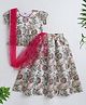 The Magic Wand Woven Half Puffed Sleeves Floral Foil Printed Lehenga Choli With Dupatta Set - Off White