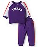 Doodle Poodle 100% Cotton Knit Full Raglan Sleeves T-Shirt and Joggers Set With Champ Text Print - Purple & White
