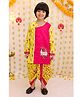 BownBee Pure Cotton Woven Full Sleeves Cow Embroidered Kurta Dhoti Set - Pink