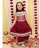BownBee Silk Woven Sleeveless Geometric Printed Anarkali & Palazzo With Dupatta Set - Maroon