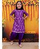 BownBee Chanderi Woven Three Fourth Sleeves Floral Foil Printed Kurti Salwar With Dupatta Set - Purple