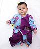 BownBee Pure Cotton Woven Full Sleeves Cute Baby Elephant Printed Dhoti Kurta Set - Purple