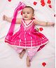 BownBee Pure Cotton Woven Sleeveless Gota Lace Embellished Halter Neck Kurti Dhoti With Dupatta Set - Pink