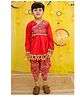 BownBee Pure Cotton Woven Navratri Theme Full Sleeves Patola Printed Angarakha Style Kedia With Dhoti Set - Pink