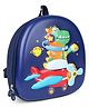 Kids On Board 3D Dino on Airplane Backpack with 3D fan and light for Nursery & Early School, Height 10 Inches-Blue