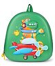 Kids On Board 3D Dino on Airplane Backpack with 3D fan and light for Nursery & Early School, Height 10 Inches-Green