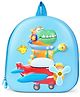 Kids On Board 3D Dino on Airplane Backpack with 3D fan and light for Nursery & Early School, Height 10 Inches-Blue