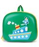 Kids On Board 3D Ship Backpack with 3d Fan for Nursery & Early School, Height 10 Inches-Green
