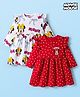 Babyhug Disney Single Jersey Knit Full Frill Sleeves Frock with Minnie Mouse Graphic Pack of 2 - Red & White