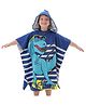 The little lookers Micro Fiber Knit Cool Dinosaur Printed Hooded Poncho Bath Towel - Blue