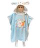 The little lookers Microfiber Knit Bunny Patch & Ear Applique Detailed Hooded Poncho Bath Towel - Blue
