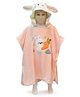 The little lookers Microfiber Knit Bunny Patch & Ear Applique Detailed Hooded Poncho Bath Towel - Pink