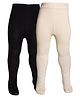 The little lookers Cotton Knit Pack Of 2 Solid Stockings - Black & Skin