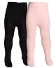 The little lookers Cotton Knit Pack Of 2 Solid Stockings - Black & Pink