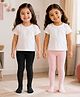 The little lookers Cotton Knit Pack Of 2 Solid Stockings - Black & Pink