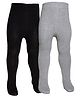 The little lookers Cotton Knit Pack Of 2 Solid Stockings - Black & Grey