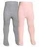 The little lookers Cotton Knit Pack Of 2 Solid Stockings - Grey & Baby Pink