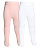The little lookers Cotton Knit Pack Of 2 Solid Stockings - White & Baby Pink