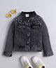Bright Stars KIDSWEAR Denim Woven Full Sleeves Pearl Embellished Washed Jacket - Black
