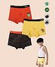 TRESNOVA Cotton Elastane Knit Pack of 3 Tiger & Camouflage Printed Smart Waistband Technology Designed Soft Boxers - Yellow Orange & Multi Colour