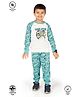 TRESNOVA 100% Premium Cotton Knit Full Raglan Sleeves Game Over Text Printed Coordinating Anti Microbial Night Suit Set - Off White