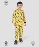 TRESNOVA 100% Premium Cotton Knit Full Sleeves Jungle Theme Printed Coordinating Anti Microbial Night Suit Set - Yellow