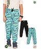 TRESNOVA 100% Premium Cotton Knit Pack Of 2 Joystick & Typography Printed Track Pants - Teal Blue & Black