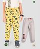 TRESNOVA 100% Premium Cotton Knit Pack Of 2 Jungle Theme & Typography Printed Track Pants - Yellow & Grey