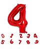 Decor Mantra 32 Inch Number Foil Balloon 4 For birthday Decorations Items-Red Color-Pack of 1
