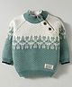 Yellow Apple Full Raglan Sleeves Printed Pullover Sweater - Green