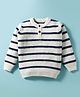 Yellow Apple Knit Full Sleeves Pullover Sweater With Stripes - White
